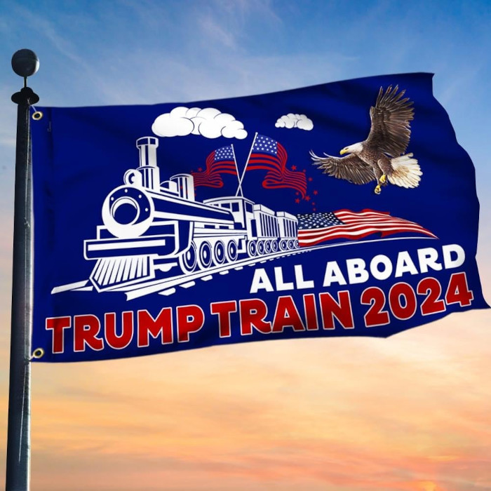Free All Aboard Trump Train 2024 Flag